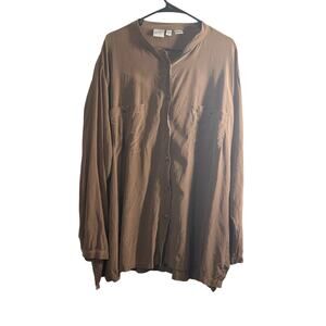 Vintage Jacqueline Ferrar silk brown button up long sleeve shirt 5X